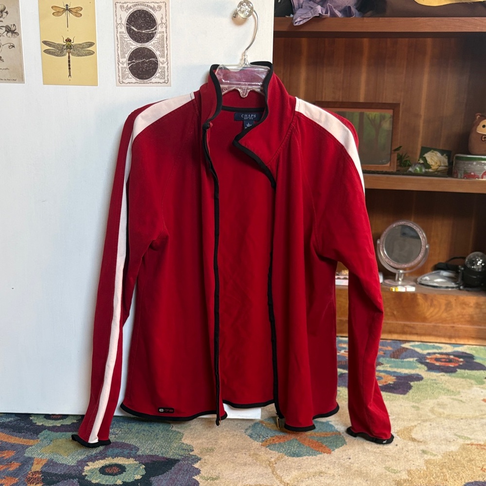 Women's Red Track Jacket with White Stripe